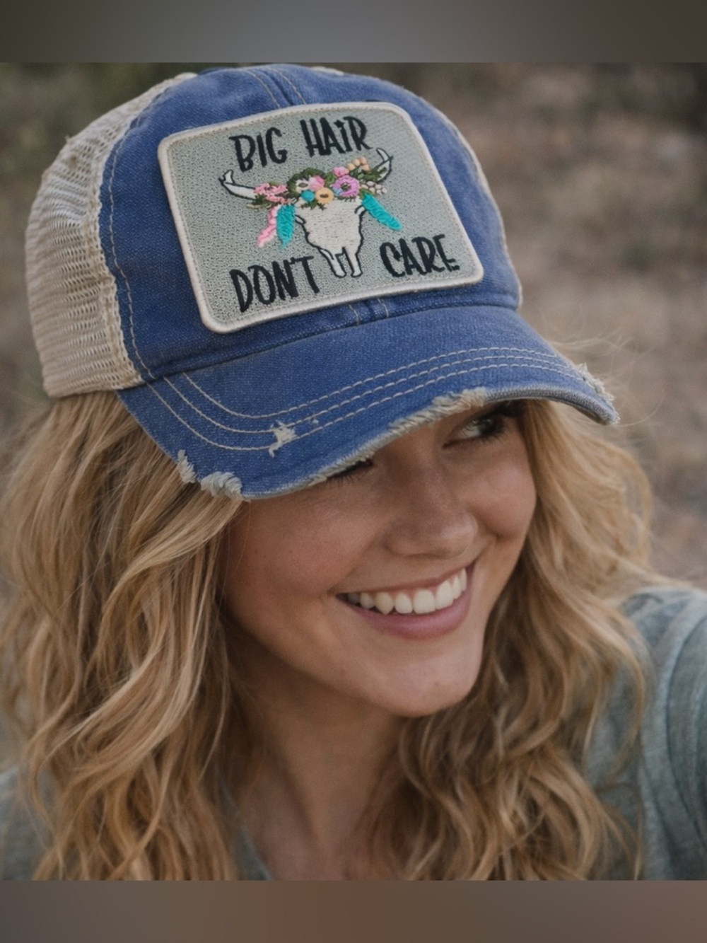 Judith March “Big Hair Don’t Care” Trucker Hat | Distressed Western Cap